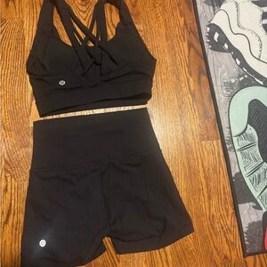 Lululemon Black Sports Bra and Shorts Set
